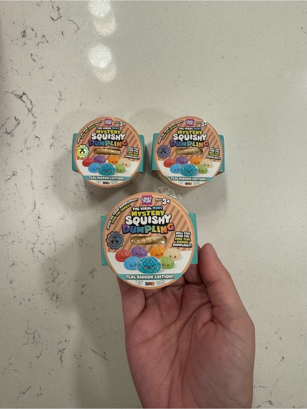 The viral MINI mystery squishy Dumpling teal ribbon edition Bundle ! Set of 3 - Picture 2 of 2